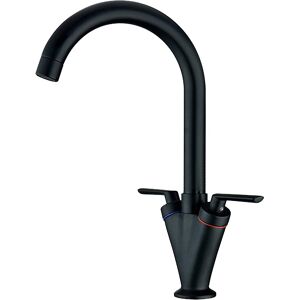 Xcel Home Black Kitchen Sink Tap, Mono Bloc Double Lever High Swan Swivel Neck Mixer Taps Xcel Home Black Kitchen Sink Tap, Mono Bloc Double Lever High Swan Swivel Neck Mixer Taps