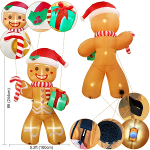 Does Not Apply 8ft/2.4m Christmas Inflatables Gingerbread Man With Gift Pack Outdoor Decoration Does Not Apply 8ft/2.4m Christmas Inflatables Gingerbread Man With Gift Pack Outdoor Decoration
