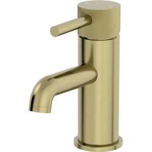Affine Fluted Basin Sink Mixer Tap Bathroom Mono Round Single Lever Brushed Brass Affine Fluted Basin Sink Mixer Tap Bathroom Mono Round Single Lever Brushed Brass