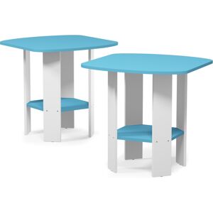 Furinno Simple Design End/sidetable, Light Blue/white, Set Of 2 Furinno Simple Design End/sidetable, Light Blue/white, Set Of 2