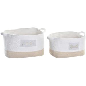 Basket Set Dkd Home Decor White Cream 43 X 30 X 23 Cm 2 Pieces Basket Set Dkd Home Decor White Cream 43 X 30 X 23 Cm 2 Pieces