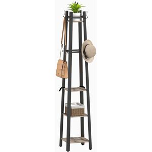 Homcom Industrial Coat Stand With 4 Storage Shelves And 8 Hooks Grey Homcom Industrial Coat Stand With 4 Storage Shelves And 8 Hooks Grey