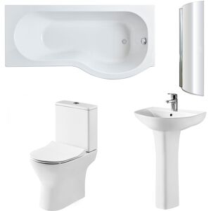 Nuie Freya Complete Bathroom Suite P-Shaped Shower Bath 1700mm Rh Nuie Freya Complete Bathroom Suite P-Shaped Shower Bath 1700mm Rh