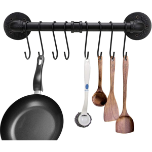 Does Not Apply 40cm Industrial Pipe Pan Pot Rack With 8-Hooks - Wall Mounted Kitchen Utensils C Does Not Apply 40cm Industrial Pipe Pan Pot Rack With 8-Hooks - Wall Mounted Kitchen Utensils C