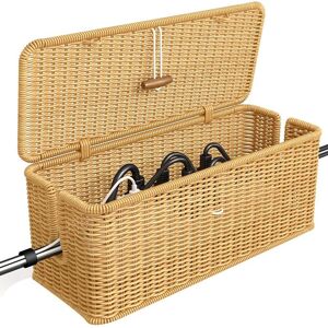 Sodial 3x(Cable Management Box, Strip Organizer With Locked Cover,Handmade Rattan6013 Sodial 3x(Cable Management Box, Strip Organizer With Locked Cover,Handmade Rattan6013