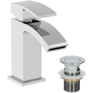 Affine Modern Mono Basin Sink Mixer Tap Slotted Waste Curved Spout Chrome Bathroom Affine Modern Mono Basin Sink Mixer Tap Slotted Waste Curved Spout Chrome Bathroom