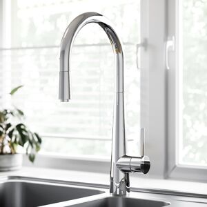 Chrome Single Lever Monobloc Kitchen Mixer Tap - Enza Olney Olnslchrpo Chrome Single Lever Monobloc Kitchen Mixer Tap - Enza Olney Olnslchrpo