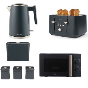 Salter Marino Kettle Toaster Microwave Set With Bread Bin Tea/coffee/sugar Tins Salter Marino Kettle Toaster Microwave Set With Bread Bin Tea/coffee/sugar Tins
