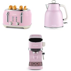 Salter Retro 3-Piece Countertop Set Espresso Machine, 1.7l Kettle & Toaster Pink Salter Retro 3-Piece Countertop Set Espresso Machine, 1.7l Kettle & Toaster Pink