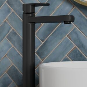 Affine Modern Bathroom High Rise Countertop Basin Mixer Tap Tall Single Lever Black Affine Modern Bathroom High Rise Countertop Basin Mixer Tap Tall Single Lever Black