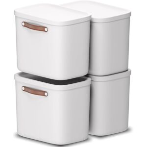 Storage Box 25l, Rotho Maloja Plastic Storage Bin With Lid - White (Pack Of 4) Storage Box 25l, Rotho Maloja Plastic Storage Bin With Lid - White (Pack Of 4)