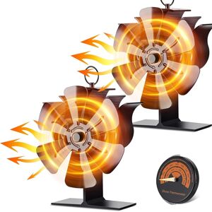 Stoves Viitech 2 Pcs Silent Log Burner Fan With Thermometer, Wood Stove Fan For Firepl Stoves Viitech 2 Pcs Silent Log Burner Fan With Thermometer, Wood Stove Fan For Firepl