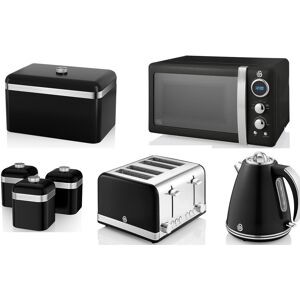 Swan Retro Black Kettle Toaster Microwave Breadbin Canisters Kitchen Set Of 7 Swan Retro Black Kettle Toaster Microwave Breadbin Canisters Kitchen Set Of 7