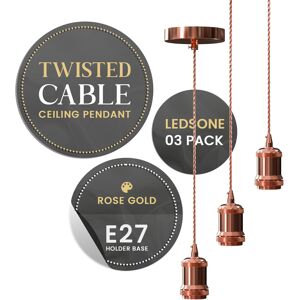 3 Pack Metal E27 Pendant Light Fitting With Twisted Cable Ceiling Pendant Light 3 Pack Metal E27 Pendant Light Fitting With Twisted Cable Ceiling Pendant Light