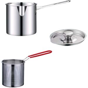 Sodial 3x(Deep Fryer With Frying Basket Multi-Function Small Pot For Kitchen Use3410 Sodial 3x(Deep Fryer With Frying Basket Multi-Function Small Pot For Kitchen Use3410