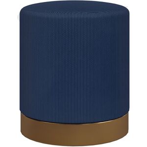 Homcom Modern Round Fabric Upholstered Footstool, Dark Blue, Refurbished Homcom Modern Round Fabric Upholstered Footstool, Dark Blue, Refurbished