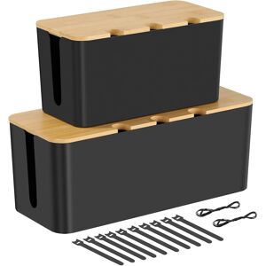 Set Of 2 Cable Tidy Box, Cables Management With Reusable Ties Straps, Cable Orga Set Of 2 Cable Tidy Box, Cables Management With Reusable Ties Straps, Cable Orga