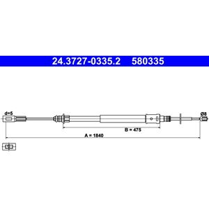 ATE 4745R5 - Parking Brake Cable for Citroën C5 I/II ATE 4745R5 - Parking Brake Cable for Citroën C5 I/II