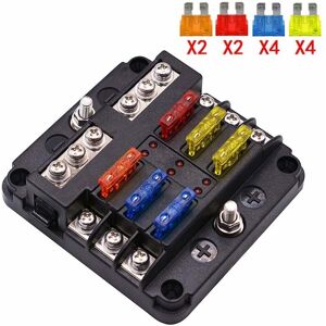 Eurowagens 6-Way Fuse With Led Indicator 12 Circuits With Negative Marine Fuse Eurowagens 6-Way Fuse With Led Indicator 12 Circuits With Negative Marine Fuse