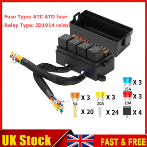 Universal 12 Way Fuse Relay Box Set Fuse + Wired Relay Box + 5 Pin 40a 12v Relay Universal 12 Way Fuse Relay Box Set Fuse + Wired Relay Box + 5 Pin 40a 12v Relay