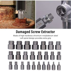 25pcs Damaged Screw Extractor Kit Hex Head Bolt Remover Chrome Molybdenum Steel 25pcs Damaged Screw Extractor Kit Hex Head Bolt Remover Chrome Molybdenum Steel