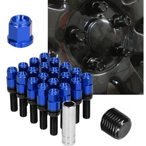 Blue 20pcs Extended Lug Bolts M14x1.5 Steel 28mm/1.1in Thread With Sleeve Blue 20pcs Extended Lug Bolts M14x1.5 Steel 28mm/1.1in Thread With Sleeve