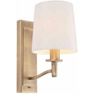 Matt Antique Brass & Vintage White Faux Silk Shade E14 Dimmable Wall Light Matt Antique Brass & Vintage White Faux Silk Shade E14 Dimmable Wall Light
