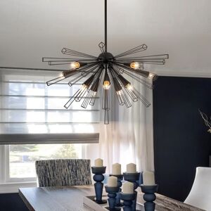 Industrial Sputnik Chandelier Mid Century E27 10 Lights Black Pendant Lighting H Industrial Sputnik Chandelier Mid Century E27 10 Lights Black Pendant Lighting H