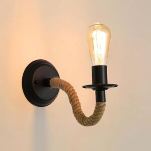 Wall Lamp, Industrial Wall Light Sconce Fixture, E27 Hemp Rope Retro Adjustable Wall Lamp, Industrial Wall Light Sconce Fixture, E27 Hemp Rope Retro Adjustable