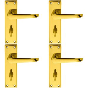 Thatcable 4x Pair Straight Victorian Lever On Bathroom Backplate 150 X 42mm Brass Thatcable 4x Pair Straight Victorian Lever On Bathroom Backplate 150 X 42mm Brass