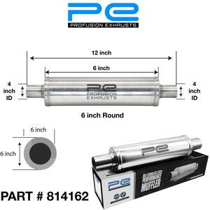 Profusion Exhausts 4\" 101mm 6\" Round X 6\" Profusion 304 Stainless Steel Exhaust Silencer Muffler Profusion Exhausts 4\" 101mm 6\" Round X 6\" Profusion 304 Stainless Steel Exhaust Silencer Muffler