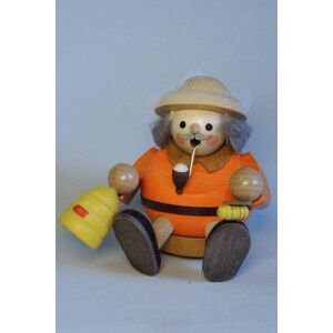 Erzgebirgische Volkskunst Richard Glässer Gmbh Kugelrauchmann Beekeeper, Sitting Height Approx 14cm New Smoking Figure Erzgebirgische Volkskunst Richard Glässer Gmbh Kugelrauchmann Beekeeper, Sitting Height Approx 14cm New Smoking Figure