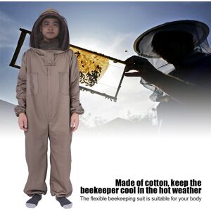 Cotton Zippered Protective Beekeeping Suit With Hooded Veil Beekeeper Clothing(X Cotton Zippered Protective Beekeeping Suit With Hooded Veil Beekeeper Clothing(X