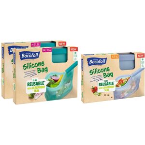 Bacofoil Reusable Silicone Food Bags 1 X Small 1l & 2 X Medium 1.5l Pack Of 3 Bacofoil Reusable Silicone Food Bags 1 X Small 1l & 2 X Medium 1.5l Pack Of 3