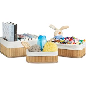 Relaxdays Bamboo Set Of Shelf Baskets, 12.5 X 32 X 22 Cm, Rectangular, 3 Storag Relaxdays Bamboo Set Of Shelf Baskets, 12.5 X 32 X 22 Cm, Rectangular, 3 Storag