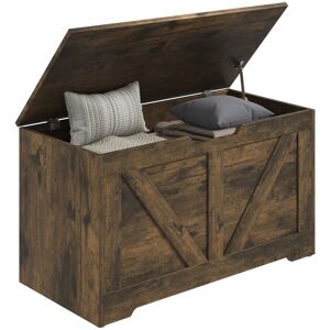 Homcom Storage Trunk For Living Room, With Safety Hinges, 80cm, Rustic Brown Homcom Storage Trunk For Living Room, With Safety Hinges, 80cm, Rustic Brown