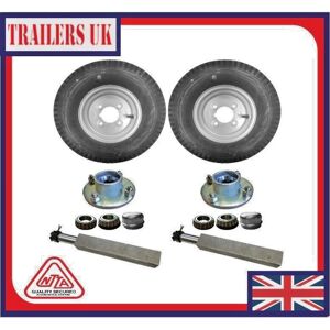 ECS Trailer Axle Set 2 X Hubs 2 X Square Stub Axles 2 X 8" 4pr Wheels - Metal Caps! ECS Trailer Axle Set 2 X Hubs 2 X Square Stub Axles 2 X 8" 4pr Wheels - Metal Caps!