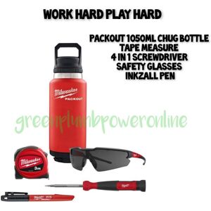 Milwaukee Packout Chug Bottle 1050ml Tape Measure 4-In 1 Screwdriver Pen Glasses Milwaukee Packout Chug Bottle 1050ml Tape Measure 4-In 1 Screwdriver Pen Glasses