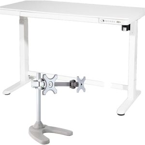 Loops 1200 X 600mm White Electric Sit & Stand Desk Usb & Twin Monitor Bracket Standing Loops 1200 X 600mm White Electric Sit & Stand Desk Usb & Twin Monitor Bracket Standing