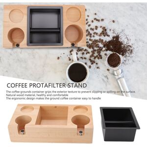 Wooden Coffee Tamper Holder Stand Tamping Station With Knock Box Grounds Wooden Coffee Tamper Holder Stand Tamping Station With Knock Box Grounds