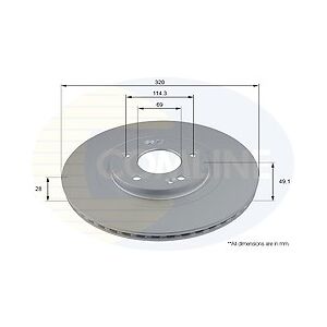 Comline Coated Brake Disc Front Axle To Fit Hyundai Santa Fé 12->18 Comline Coated Brake Disc Front Axle To Fit Hyundai Santa Fé 12->18