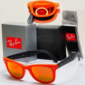 Ray-Ban Sunglasses Folding Wayfarer Orange Mirror Black Matte Rb 4105 6019/69 Ray-Ban Sunglasses Folding Wayfarer Orange Mirror Black Matte Rb 4105 6019/69
