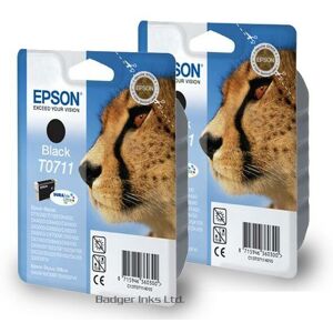 T0711 X2 Black Epson Original Printer Ink Cartridges Cheetah Ink C13t07114010 T0711 X2 Black Epson Original Printer Ink Cartridges Cheetah Ink C13t07114010