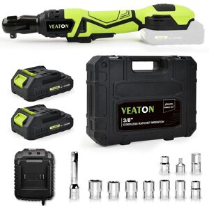 Veaton 3/8" Cordless Electric Ratchet Wrench Set, 74 Ft-Lbs 400 Rpm 18v Brushless Powe Veaton 3/8" Cordless Electric Ratchet Wrench Set, 74 Ft-Lbs 400 Rpm 18v Brushless Powe