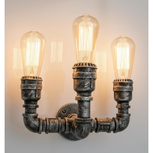 Does Not Apply Vintage Industrial 3 Way Pipe Wall Light - E27 Socket Steampunk Sconce For Loft, Does Not Apply Vintage Industrial 3 Way Pipe Wall Light - E27 Socket Steampunk Sconce For Loft,