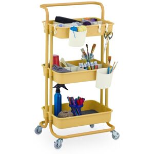 Relaxdays Storage Trolley Kitchen Rack 3 Shelves Yellow Storage Cart Rolling Trolley Relaxdays Storage Trolley Kitchen Rack 3 Shelves Yellow Storage Cart Rolling Trolley