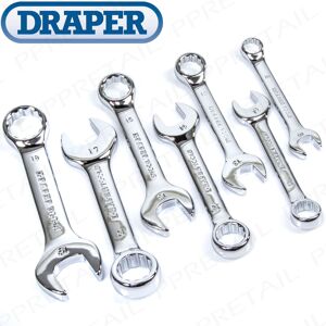 7x Genuine Draper Stubby Combination Spanners 10-19mm Small Metric Ring Wrenches 7x Genuine Draper Stubby Combination Spanners 10-19mm Small Metric Ring Wrenches