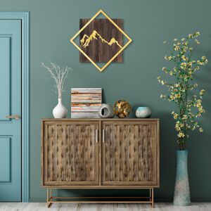 Wallity Elegant Decorative Wooden Wall Accessory, 54 X 54 Cm, Walnut & Gold, 50% Wood (3 Wallity Elegant Decorative Wooden Wall Accessory, 54 X 54 Cm, Walnut & Gold, 50% Wood (3