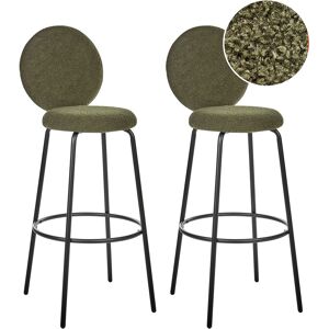 Beliani Set of 2 Modern Green Boucle Bar Stools - Bar Stool Beliani Set of 2 Modern Green Boucle Bar Stools - Bar Stool