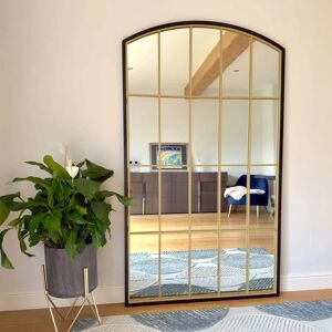 Jōbū Home Tomi - Full Length Black & Gold Metal Arched Window Mirror - 180cm X 105cm Jōbū Home Tomi - Full Length Black & Gold Metal Arched Window Mirror - 180cm X 105cm